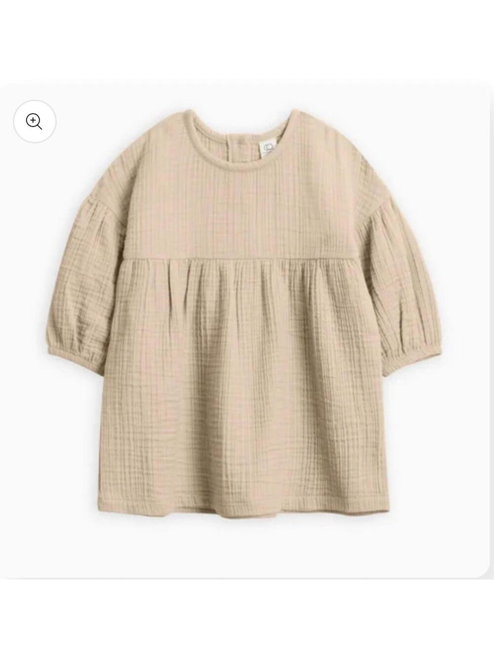 NWT Colored Organics Muslin Ophelia Dress SZ 2T Toddler Clay Tan